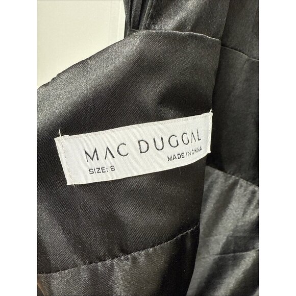 Mac Duggal Size 8 Black 48856 RUFFLE SHOULDER V-NECK CHIFFON GOWN Prom Dress New - Picture 9 of 10